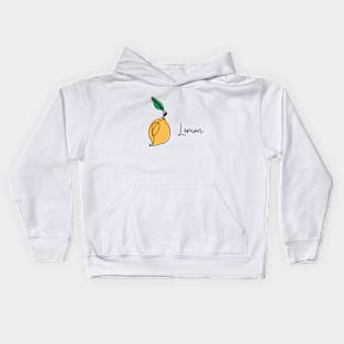 Lemon with leaf continuous one line drawing Kids Hoodie